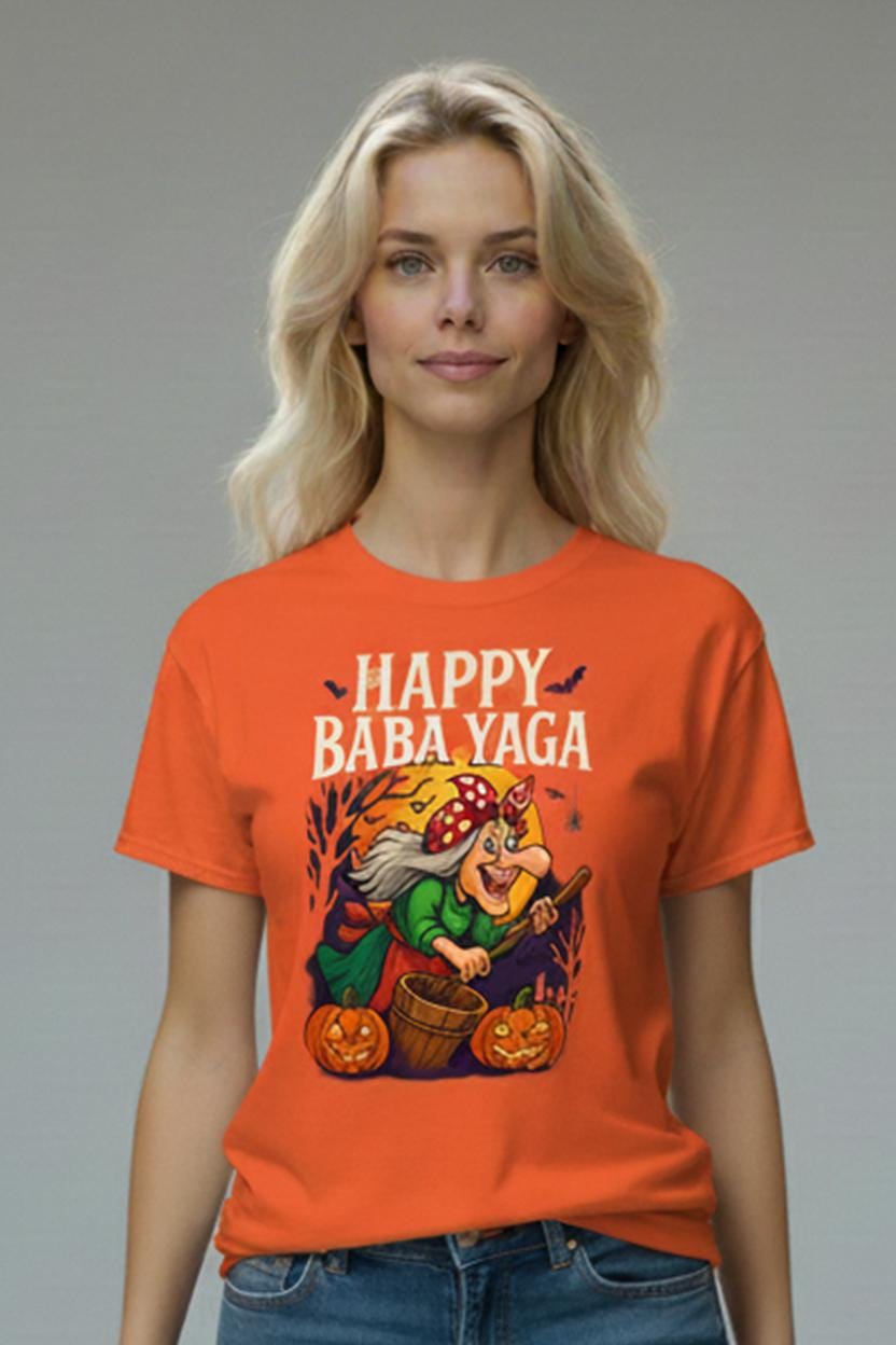 Funny Baba Yaga Halloween Shirt: Spooky Slavic Witch Graphic Tee
