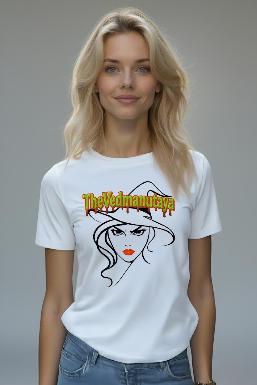 Witchy Woman T-Shirt: Gothic Halloween Tee with Red Lips